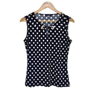 Navy blue and White Polka dot top